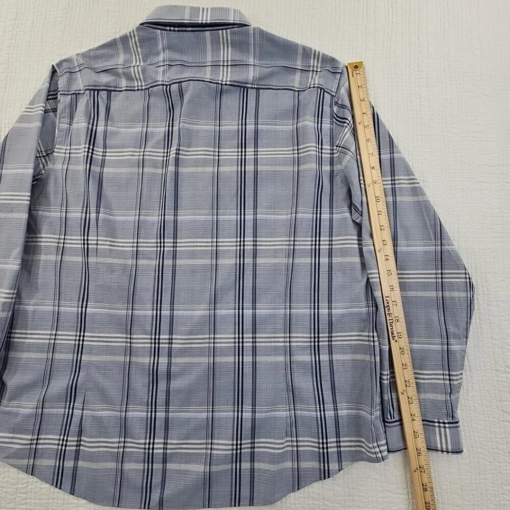 Joe by Joseph Abboud Button Down Shirt Men's XXL‎ Blue Gray Plaid EUC Classic